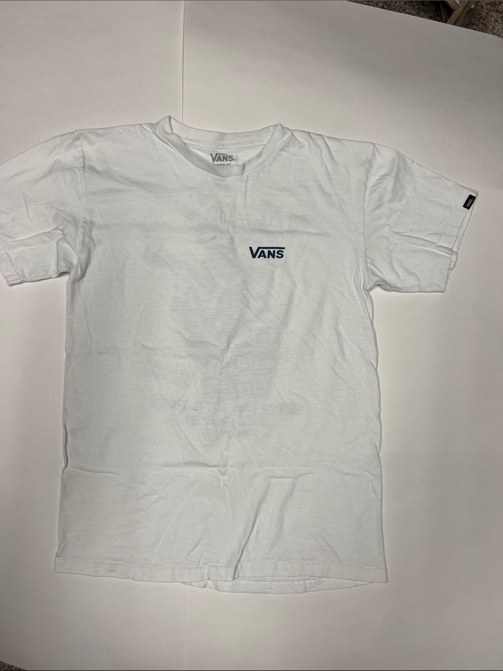 Vans White Short Sleeve Logo Tee with Navy Print